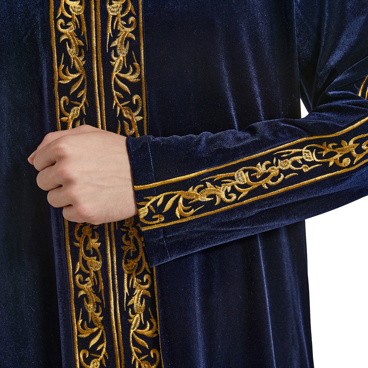 Men's Gold Velvet Embroidered Thobe