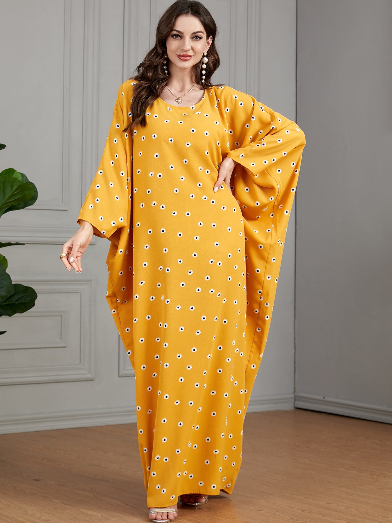 Women's Print Casual Yellow Dress