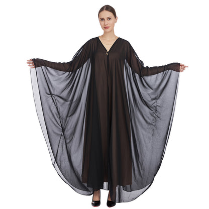 Chiffon Cape and Knitted Inner Long Dress Two-Piece Set