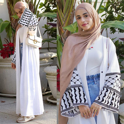 Women's White Abaya Embroidered Robe