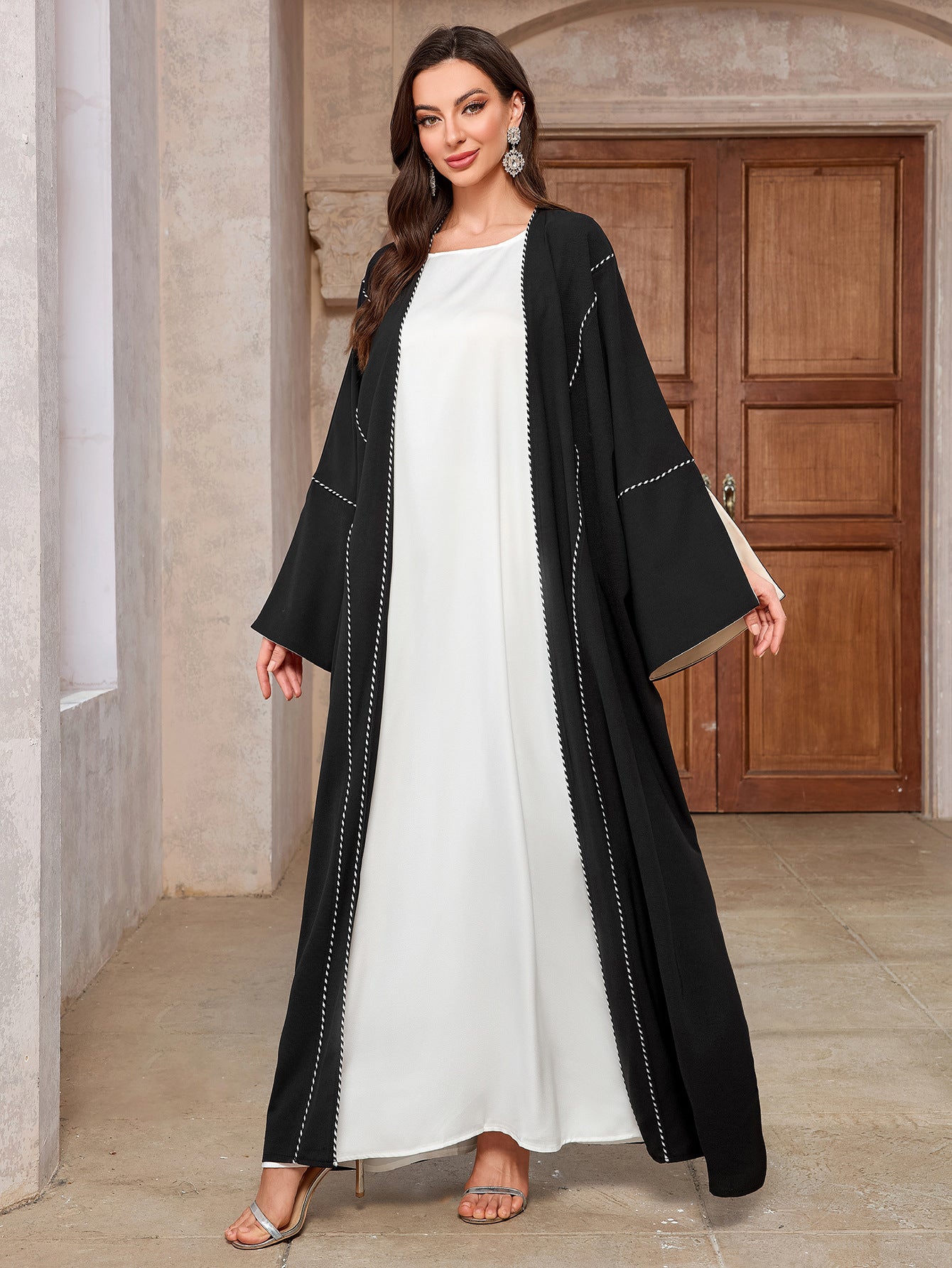 Women's Contrasting Cardigan Long Robe