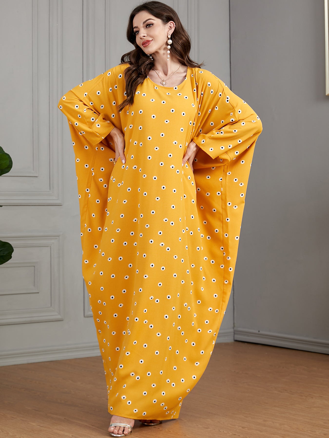 Women's Print Casual Yellow Dress