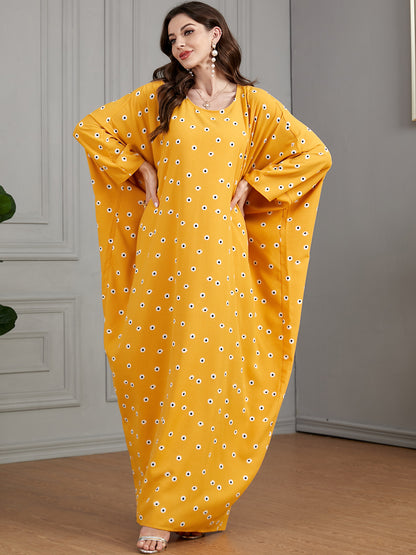 Women's Print Casual Yellow Dress
