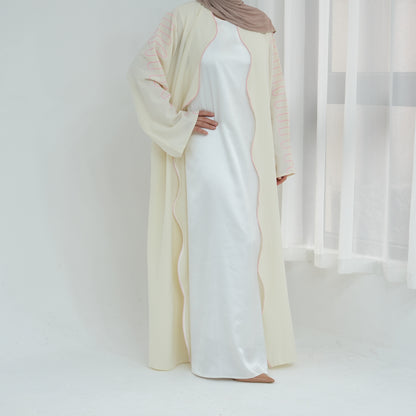 Women's Embroidered Wavy Cardigan Open Abaya