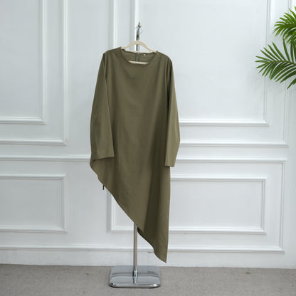 Elegant Asymmetric Top and A-Line Maxi Skirt Two-Piece Set