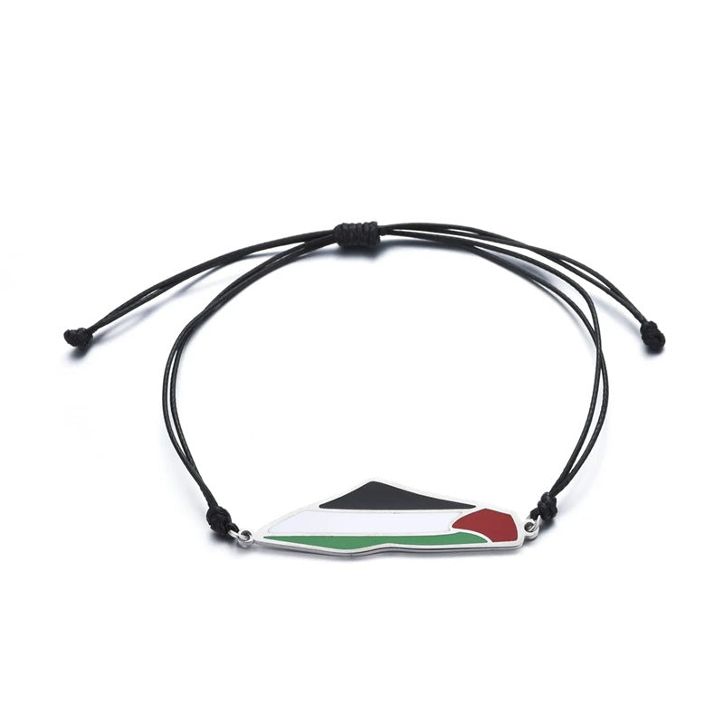 Palestine National Flag Black Bracelet and Hand Rope