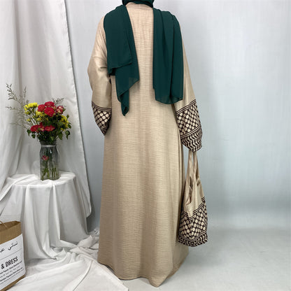 Women's Islamic Spliced Elegant Robe (With Mini Bag)