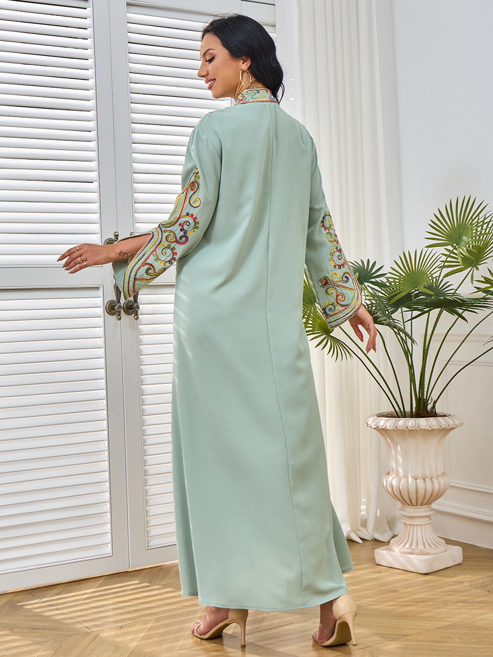 Women's Rope Embroidered Elegant Long-sleeved Dress