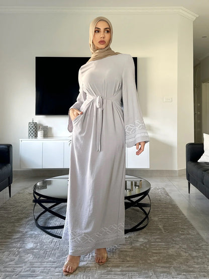 Women's Embroidered Cardigan Robe Dress