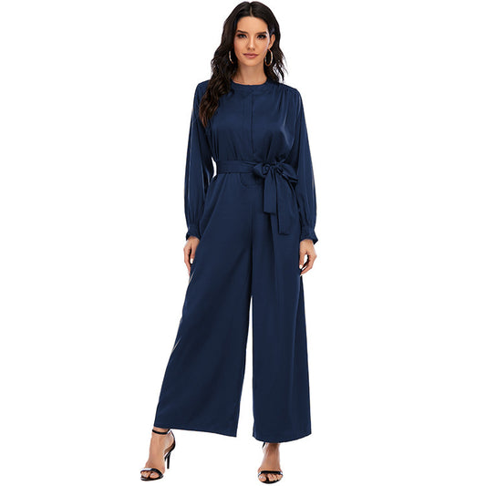 Women's Solid Color Tunic One-piece Wide Leg Pants