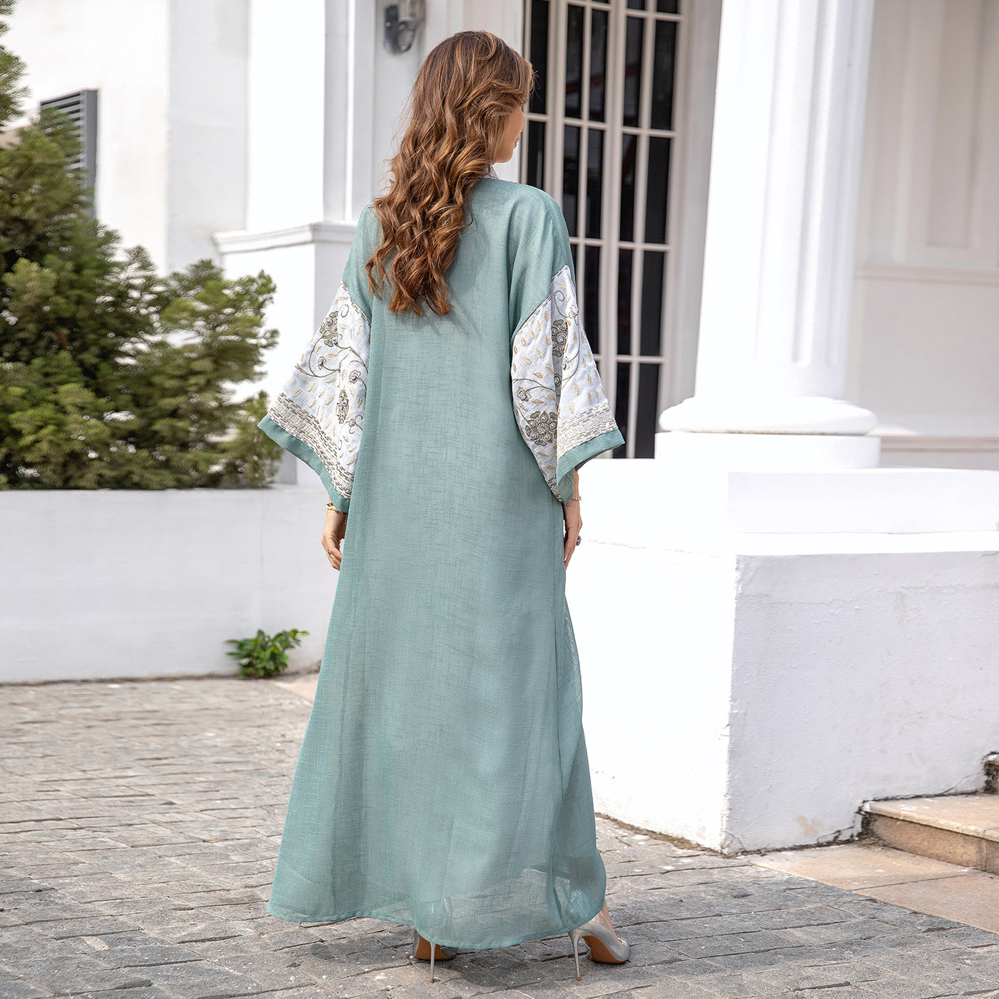 Women's Embroidered V-Neck Dress