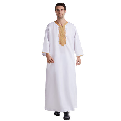 Men's Eight-quarter Sleeved Embroidered Robe