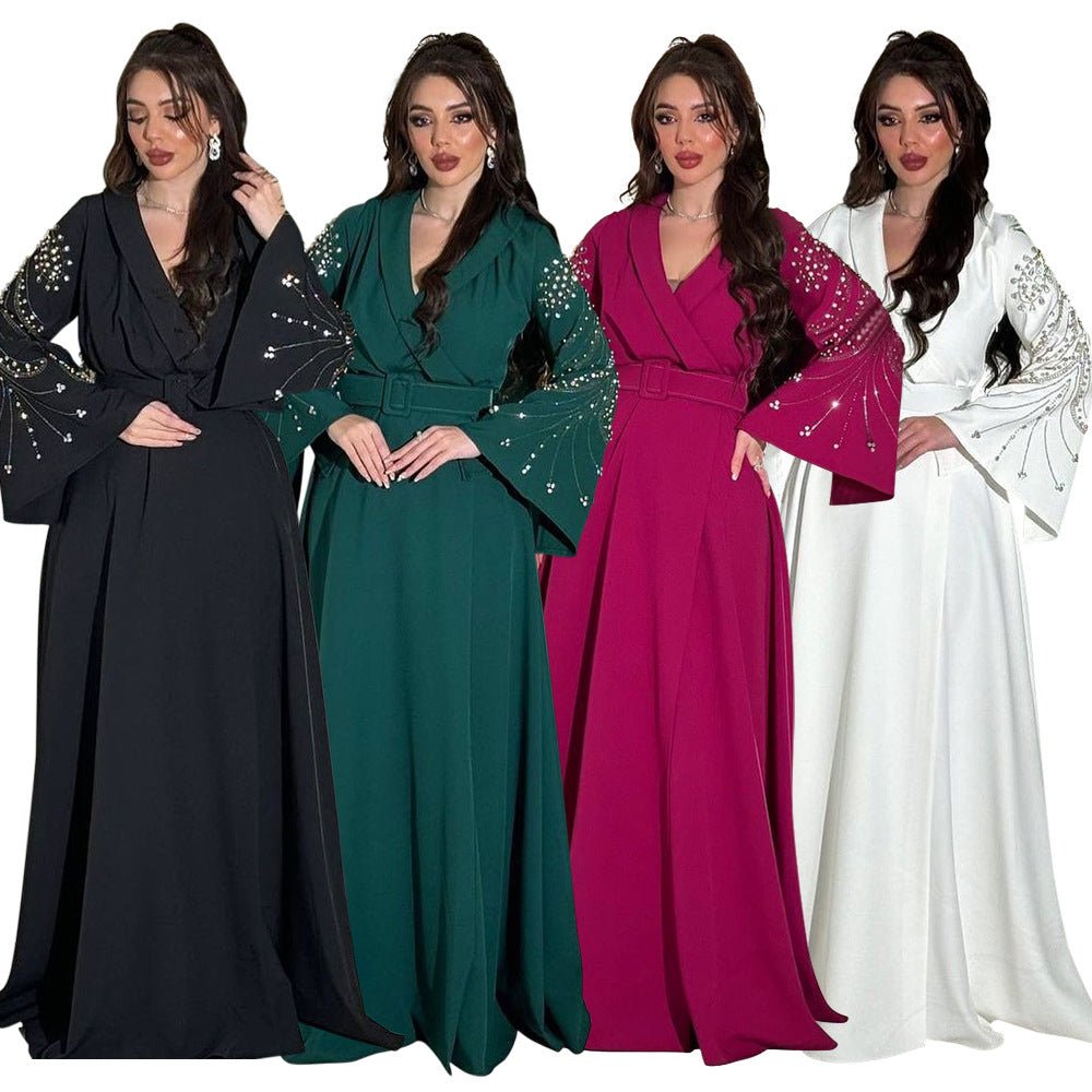 Women's Hot Jalabiya Party Dress with Belt