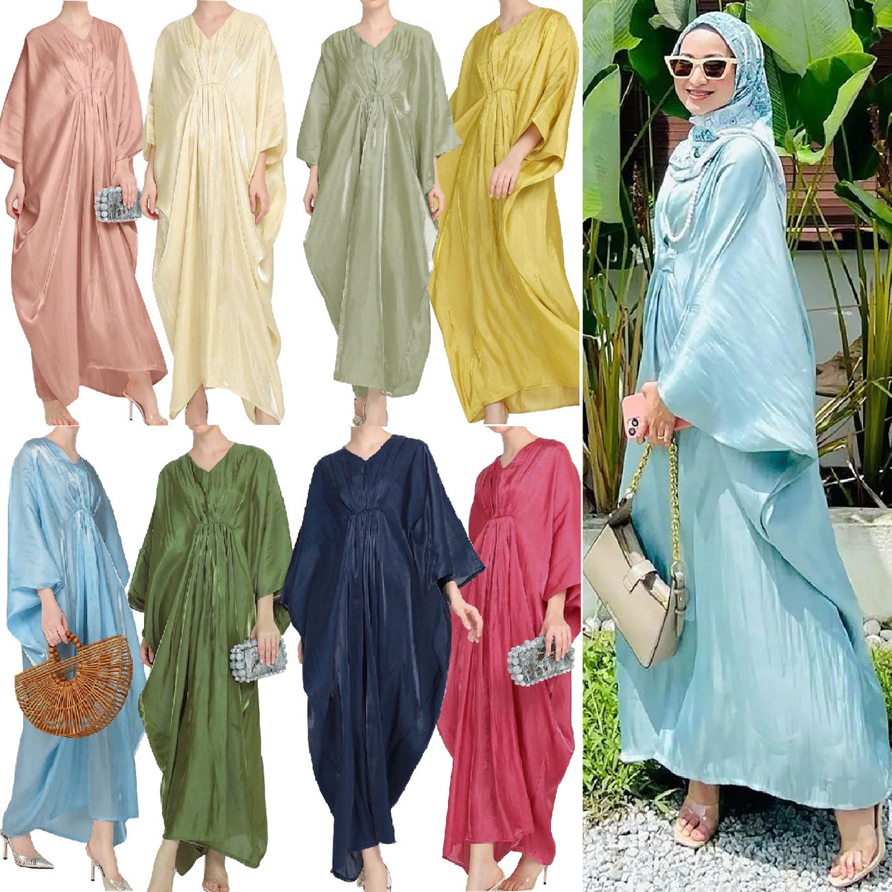 Women's Loose Bat Sleeve Abaya Dress