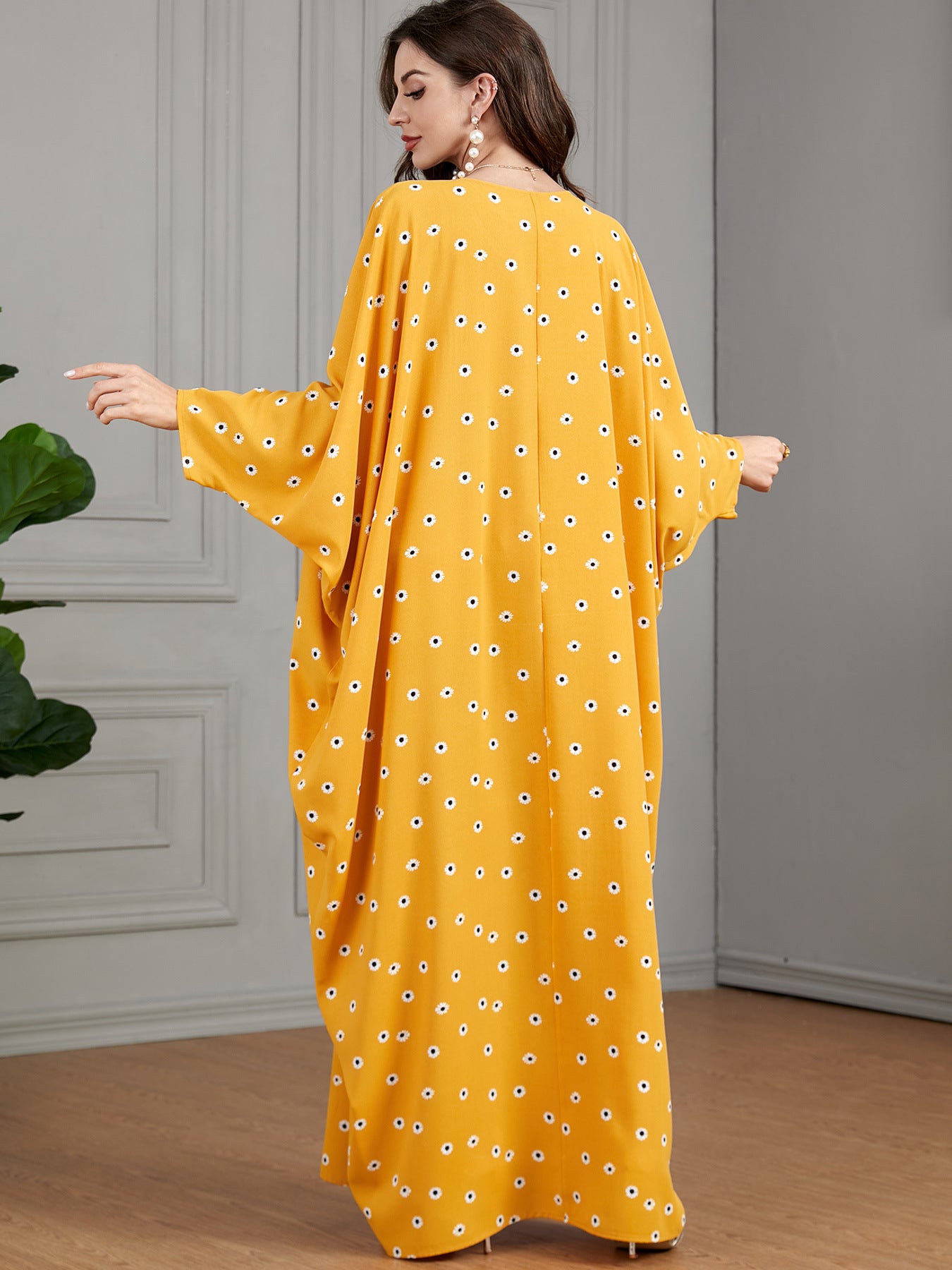 Women's Print Casual Yellow Dress