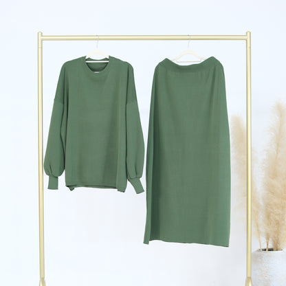 Thick Knit Two-Piece Modest Pants Set