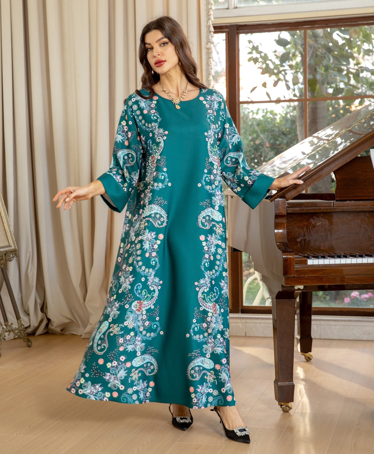 Women's Hot Diamond Pearl Jalabiya Dress