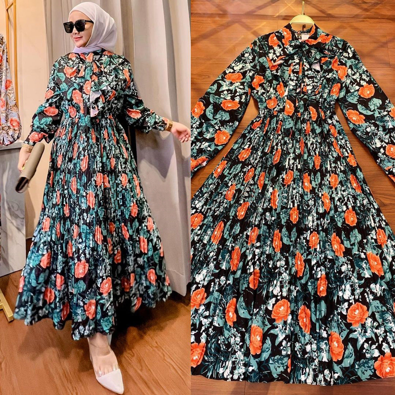 Women's Printed Ruffled Dress