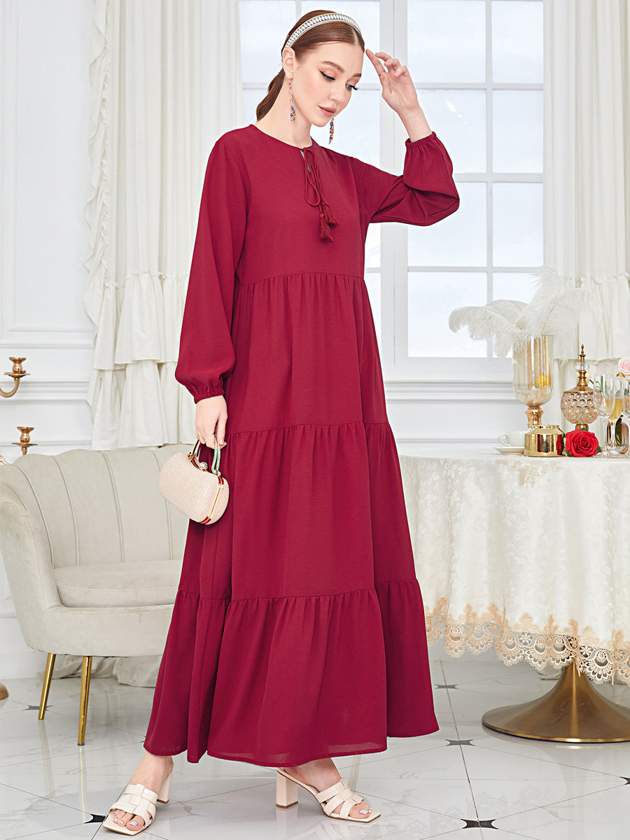 Solid color casual patchwork dress