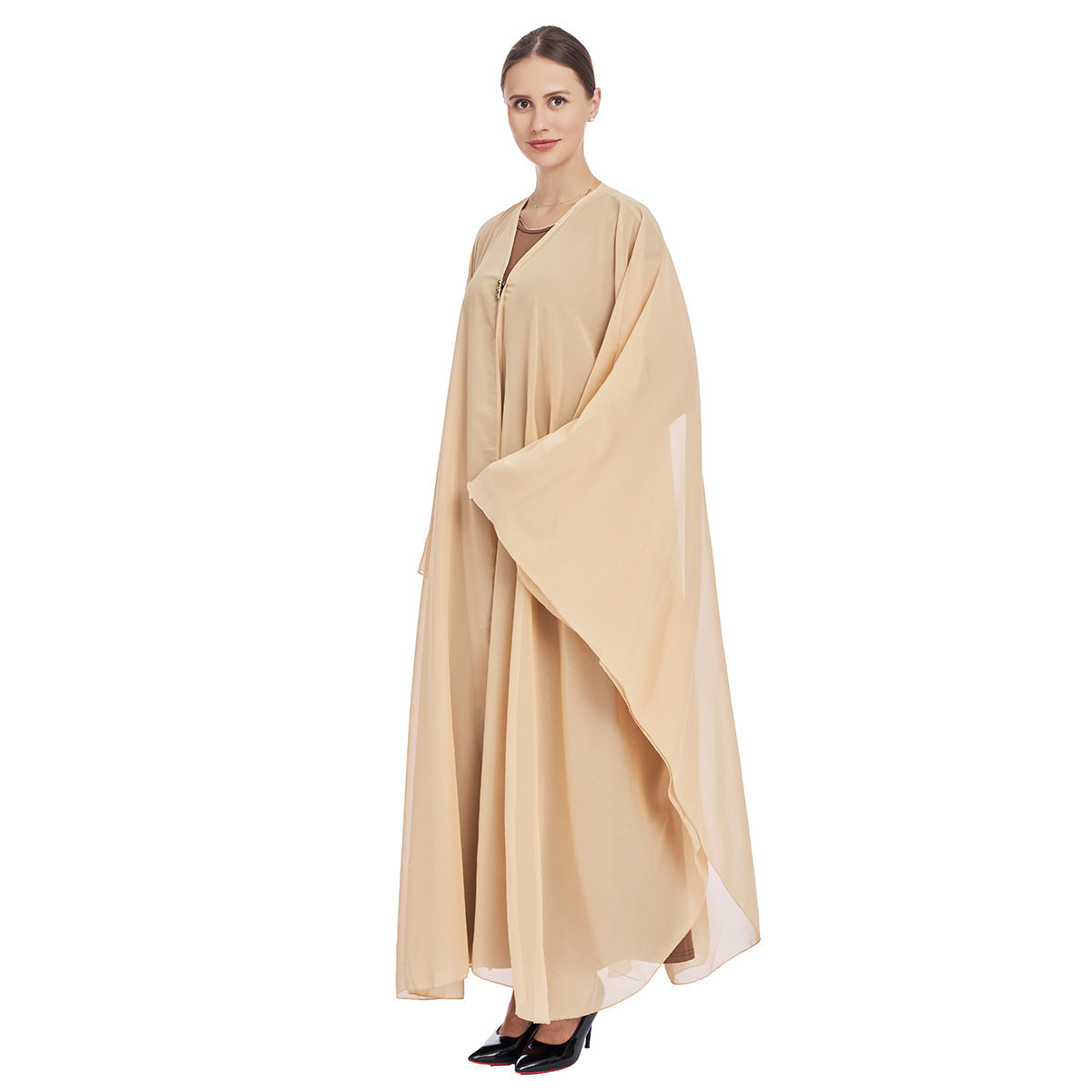 Chiffon Cape and Knitted Inner Long Dress Two-Piece Set