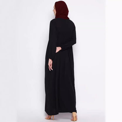 Women's Embroidered Loose Black Dress