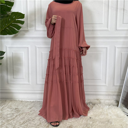 Chiffon Solid Color Large Hem Loose Dress
