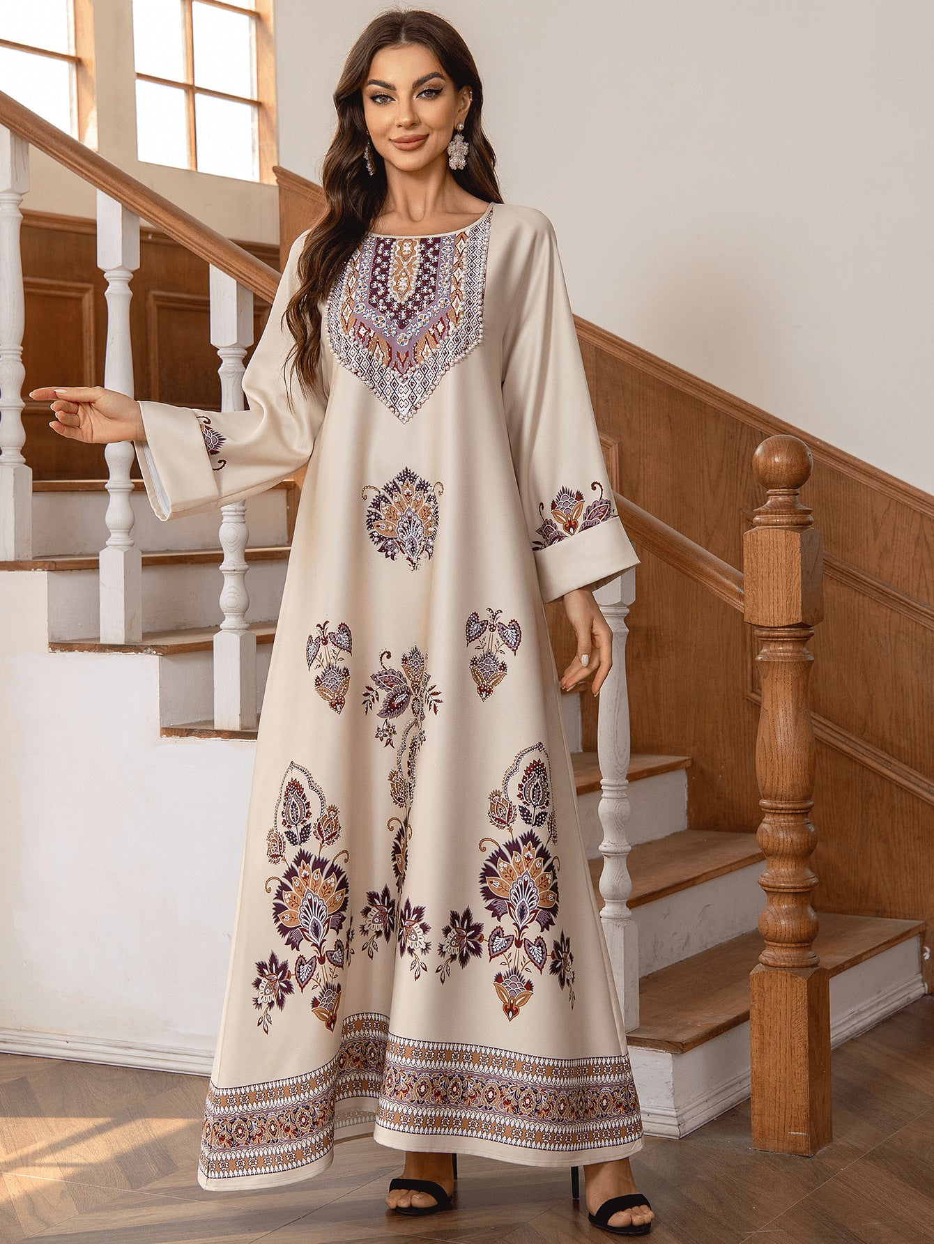 Print Hot Diamond Beaded Dress