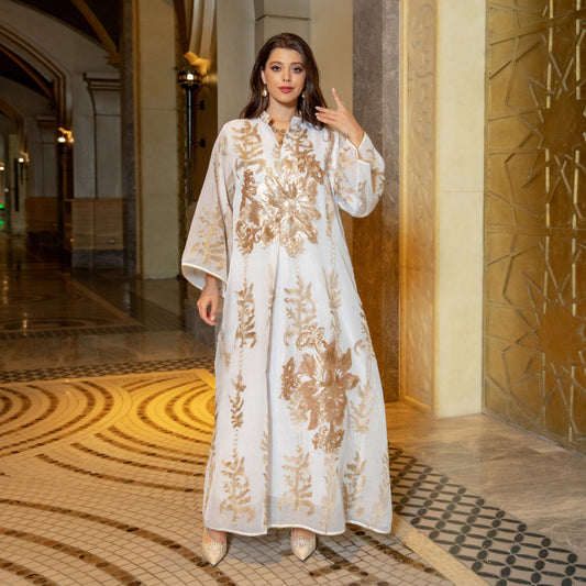 Floral Sequined Luxury Ladies Party Dress