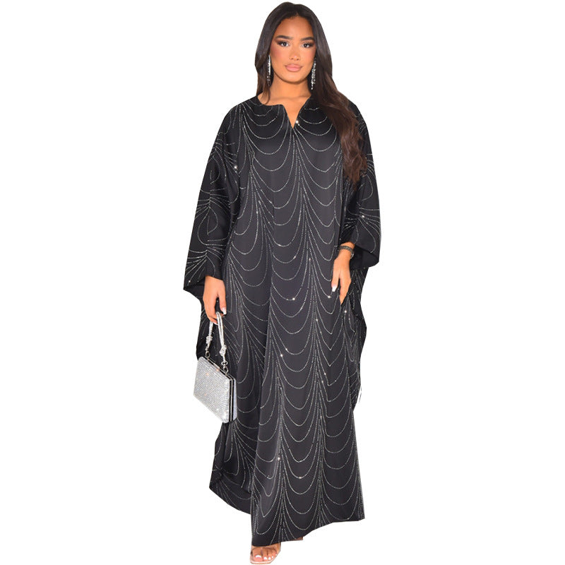 Women's Loose Hot Diamond Abaya Dress