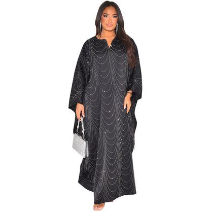 Women's Loose Hot Diamond Abaya Dress