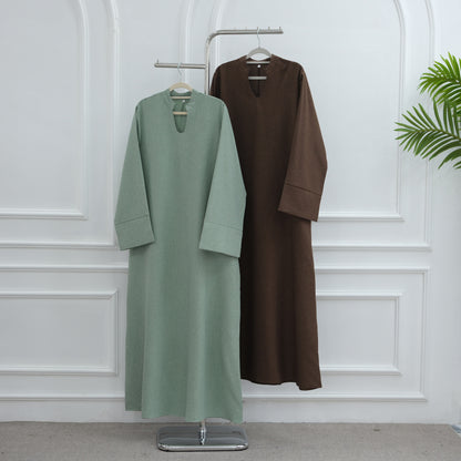 Loose-Fit Solid Color Modest Abaya Dress