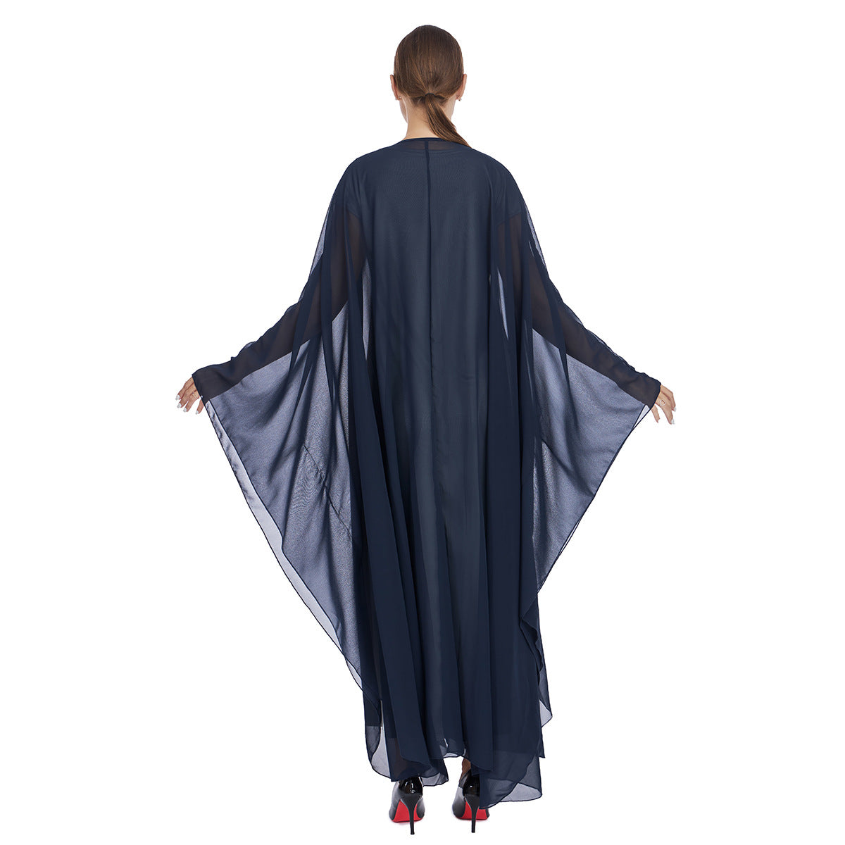 Chiffon Cape and Knitted Inner Long Dress Two-Piece Set