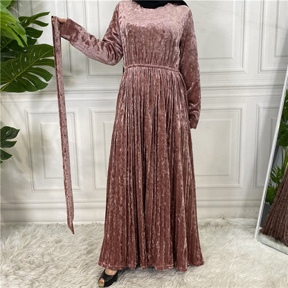 Women's Gold Velvet Dress