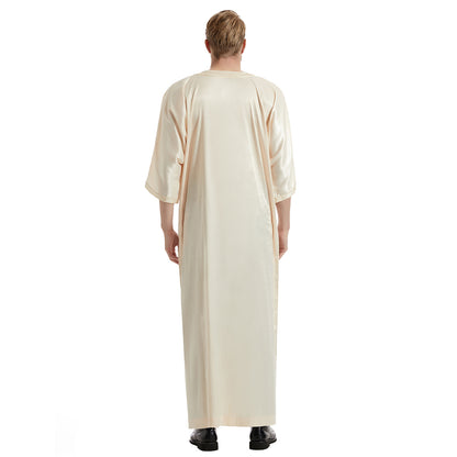 Men's Satin Mid-sleeved Embroidered Robe