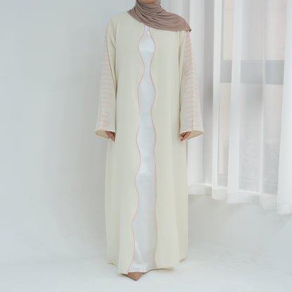 Women's Embroidered Wavy Cardigan Open Abaya