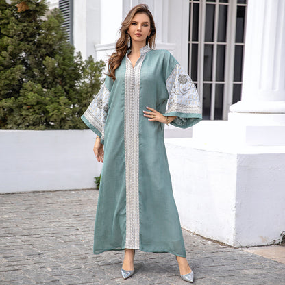 Women's Embroidered V-Neck Dress