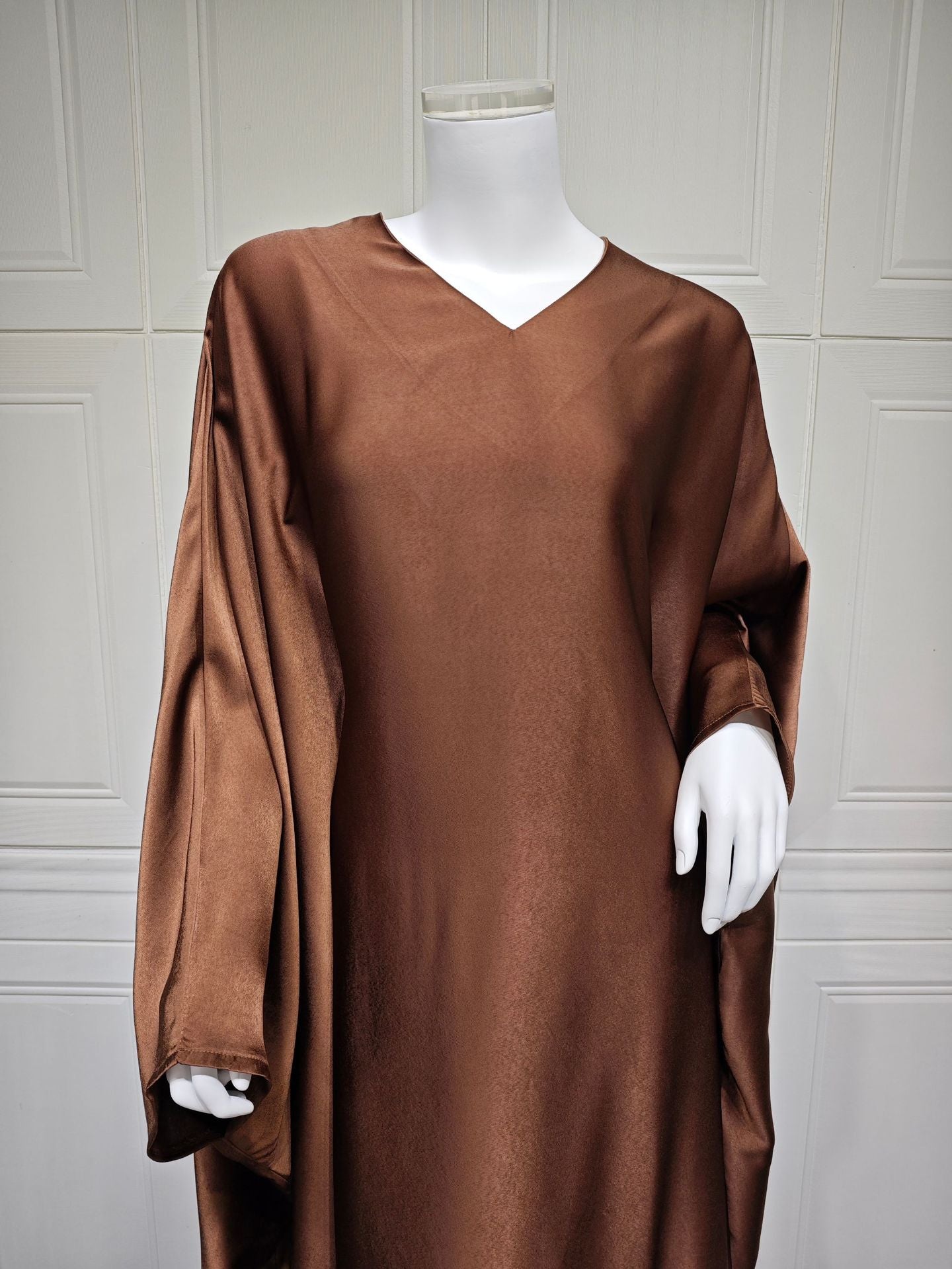 Women's Pullover Waist-cinching Modest Coffee Dress