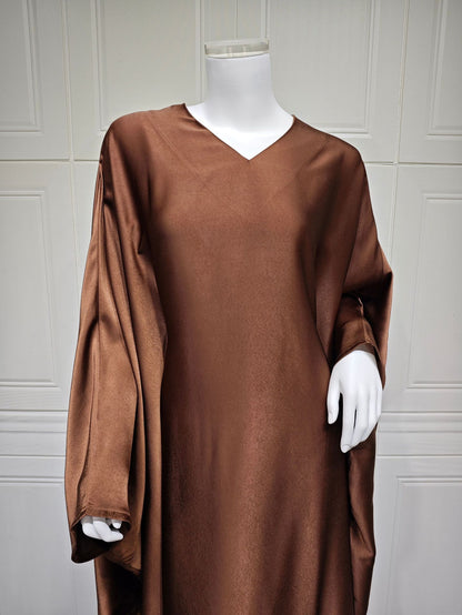 Women's Pullover Waist-cinching Modest Coffee Dress