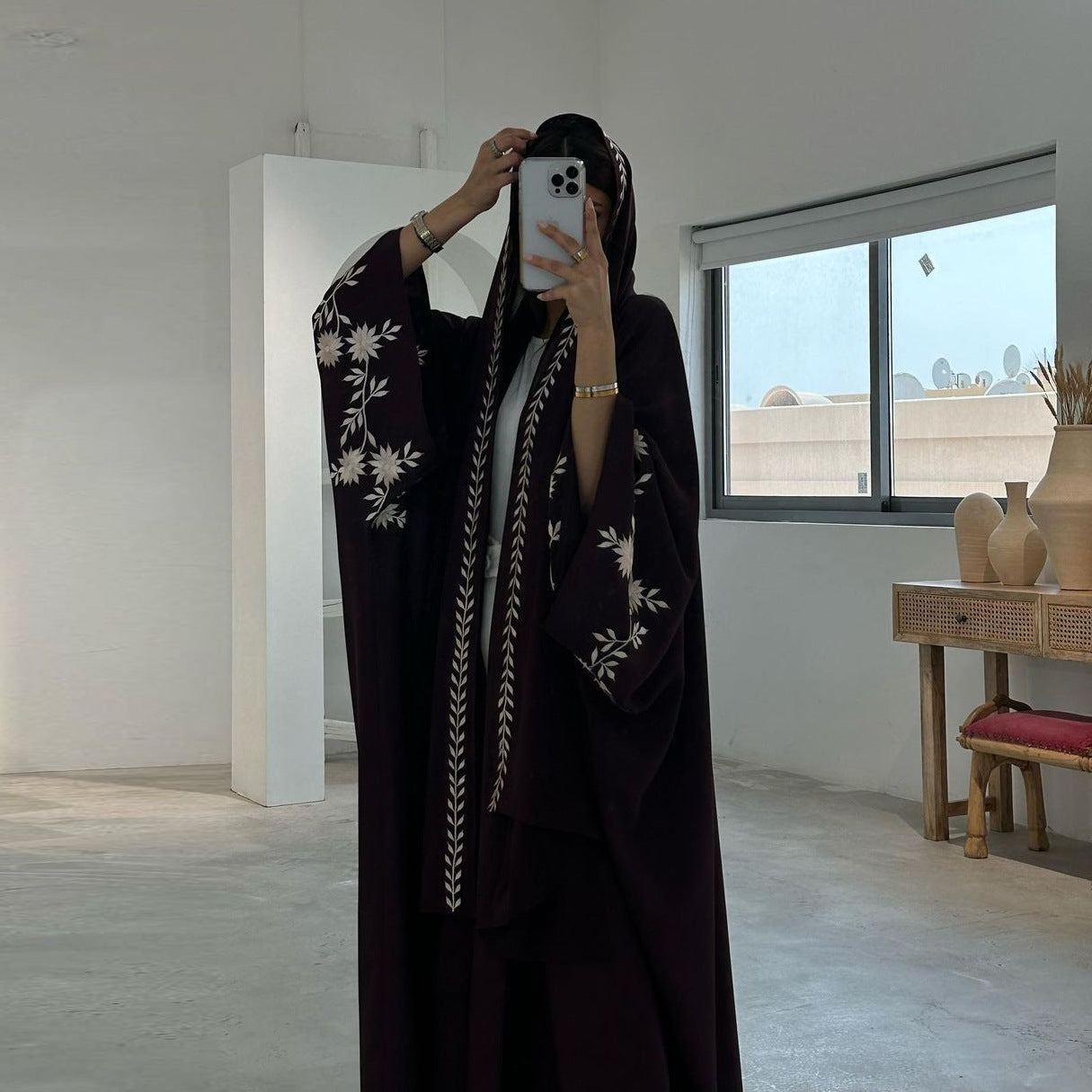 Elegant Front Open Black Abaya