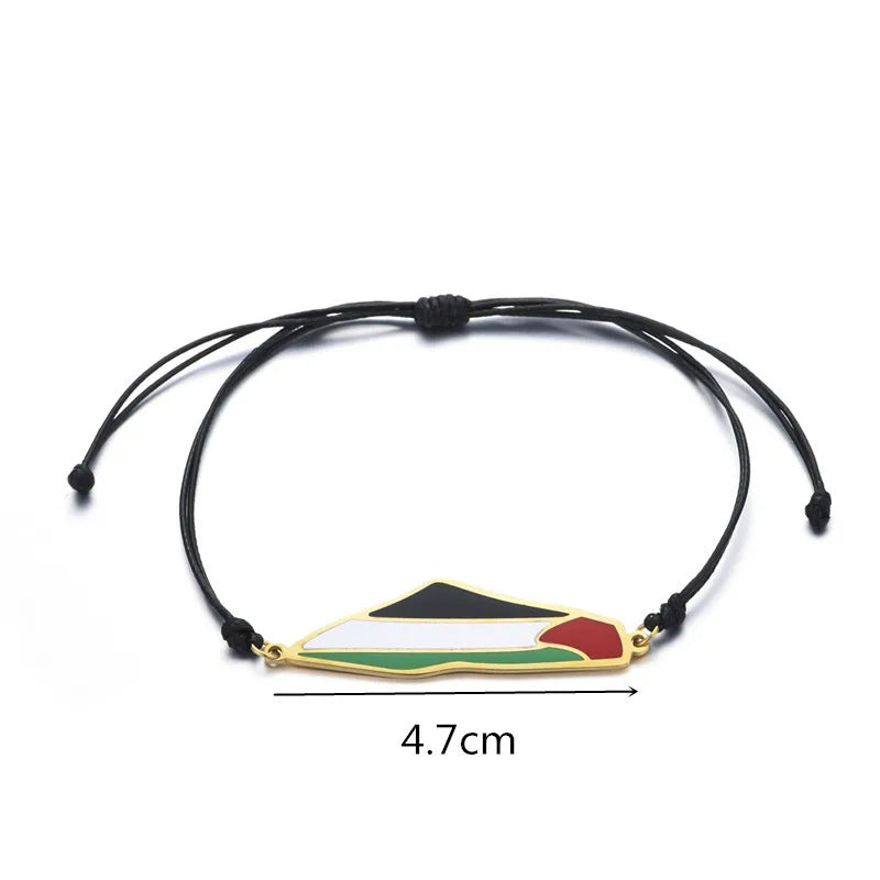 Palestine National Flag Black Bracelet and Hand Rope