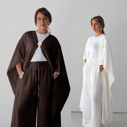 Women's Buttoned Cardigan and Pants Two-piece Set