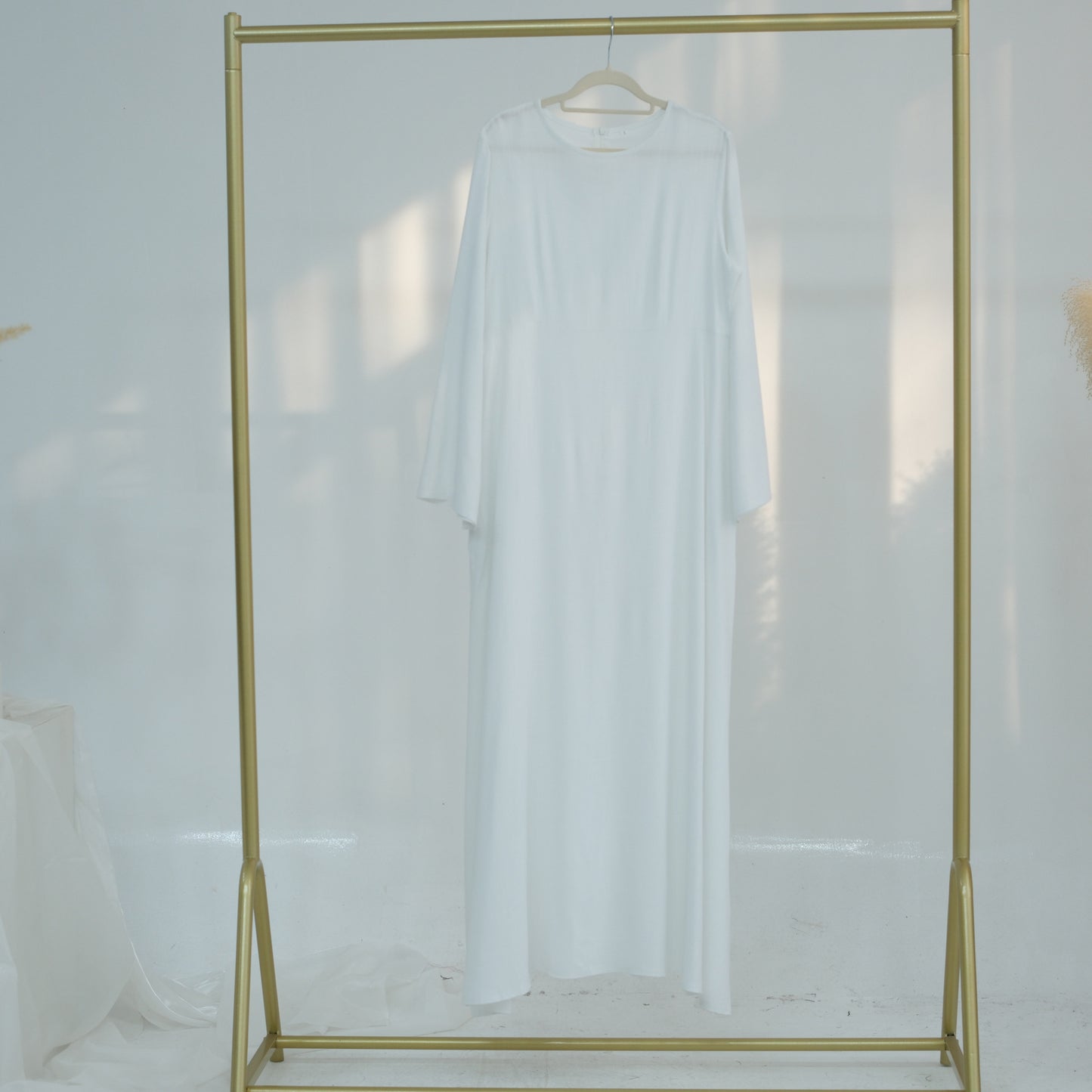 Belted Bamboo Linen Dubai Modest Solid Maxi Day Dress