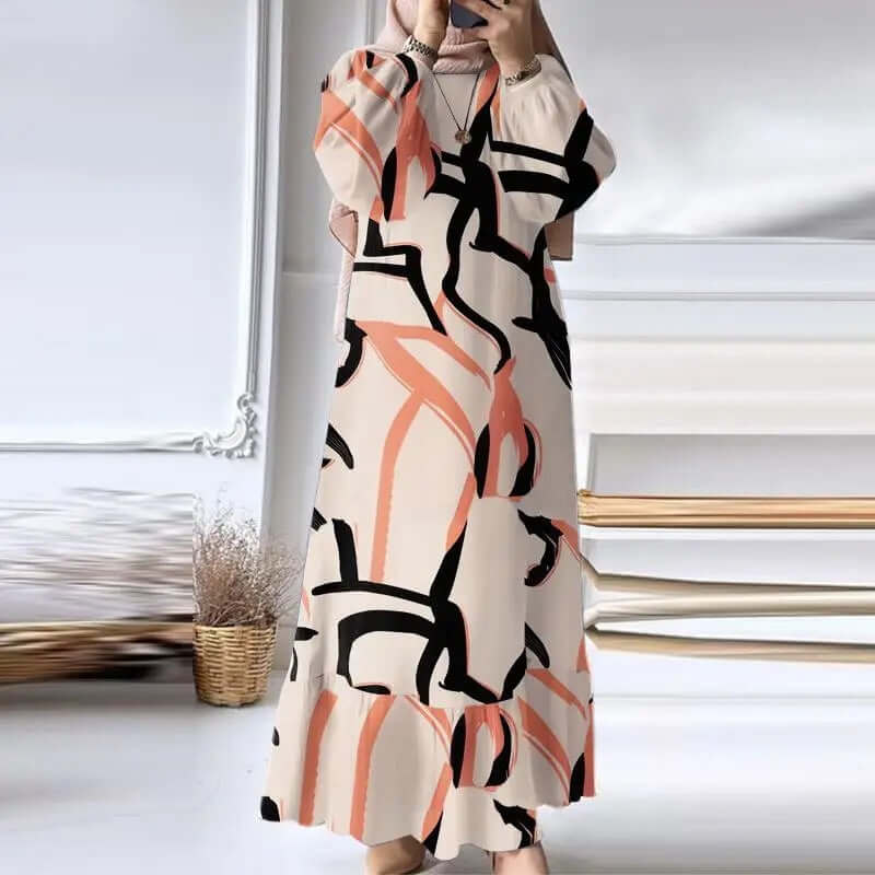 Women's Puff Sleeve Solid Ruffle Dress