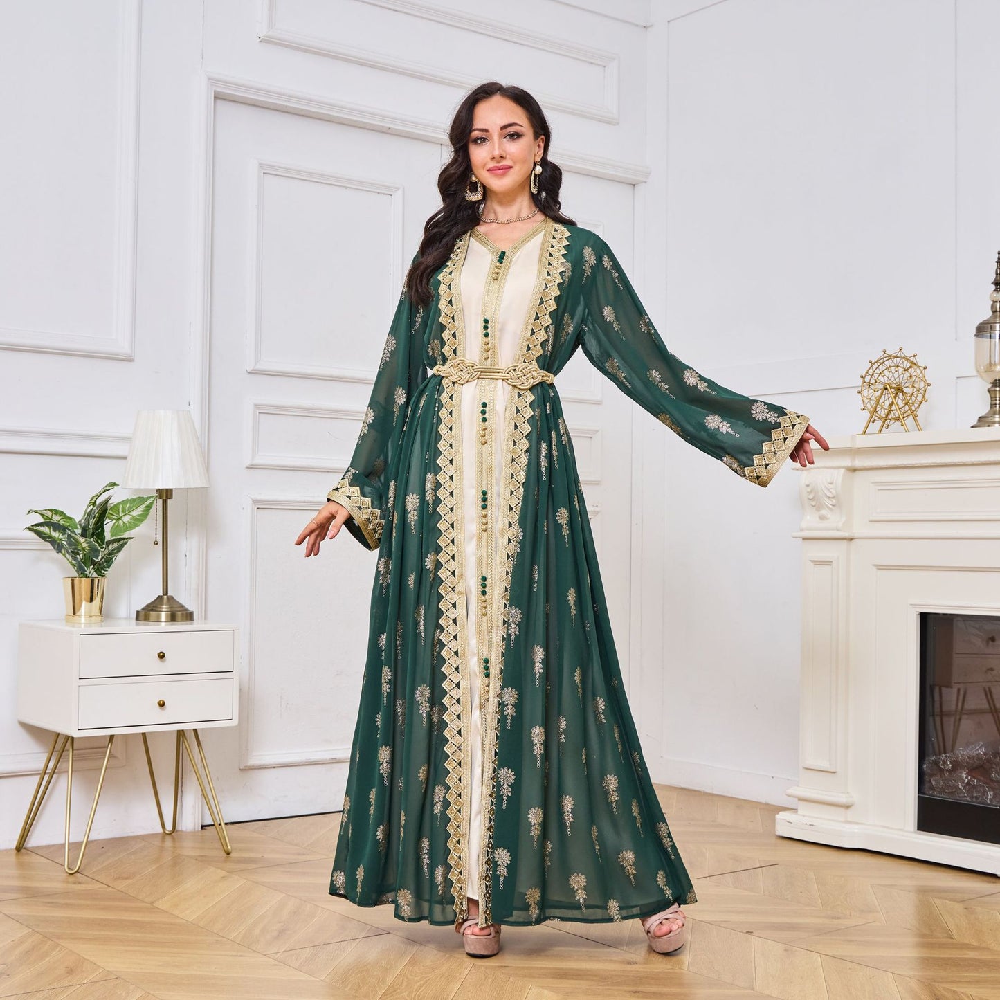 Women's Embroidered Cardigan Vest Two-piece Dress