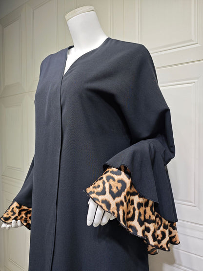 Trendy Wide Sleeve Open Abaya Dress