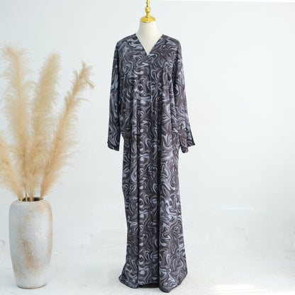 Printed Maxi Dress Long Sleeve Modest Full Length