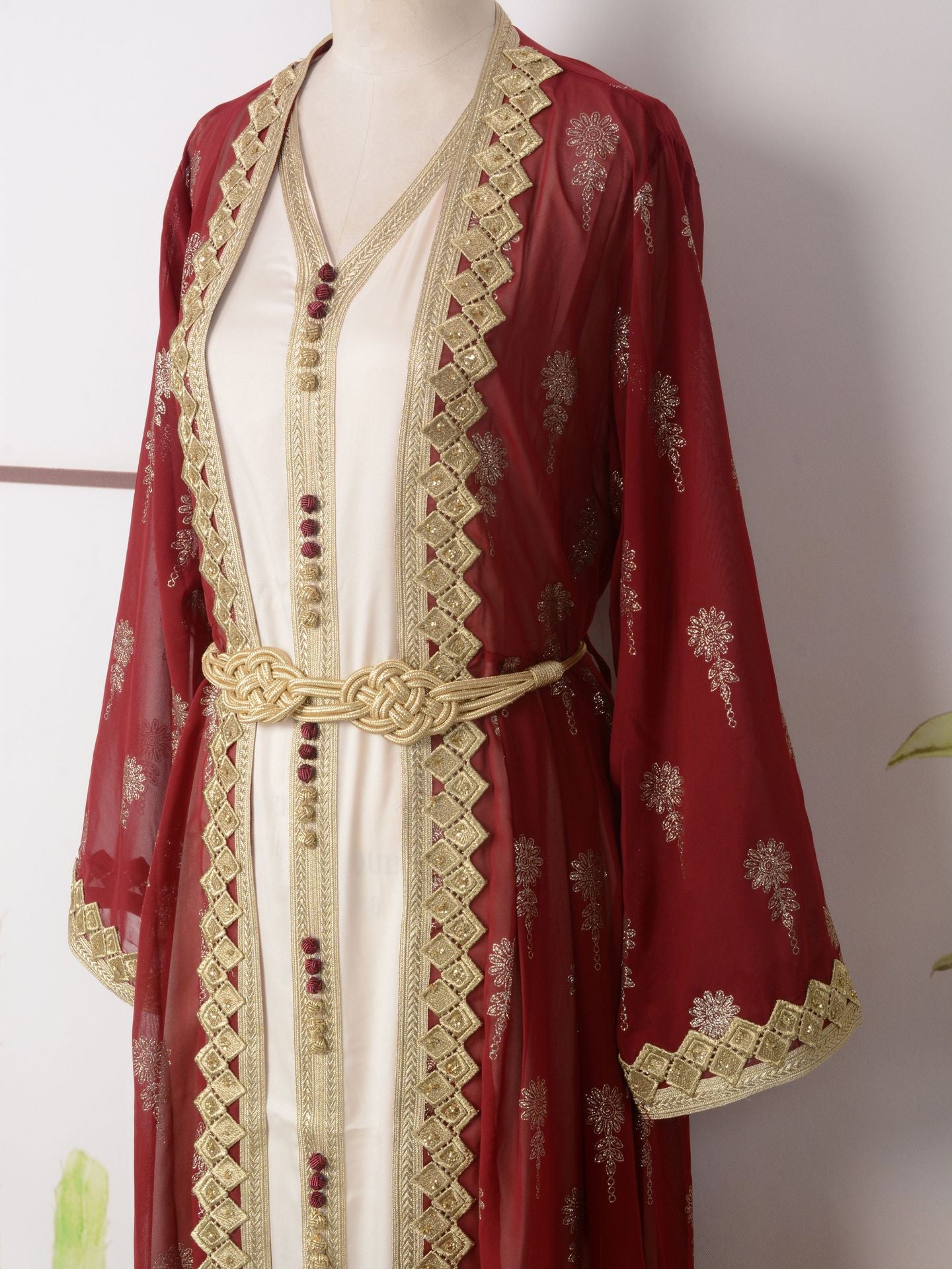 Women's Embroidered Cardigan Vest Two-piece Dress