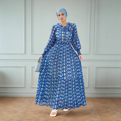Women's Chiffon Print Pleated Dress