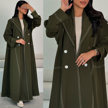 Double Breasted Fashion Long Button Jacket