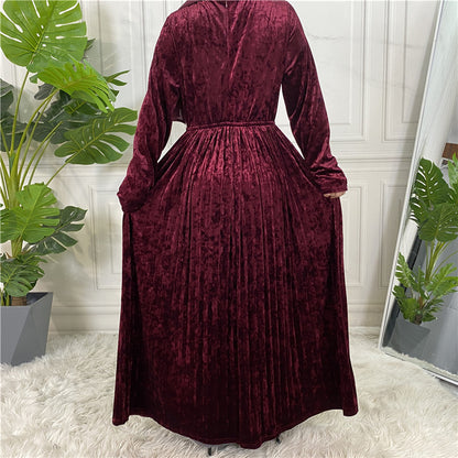 Women's Gold Velvet Dress
